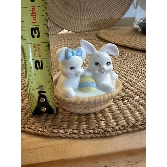 Ceramic Easter Bunny Duo with Basket - Picture 2 of 6